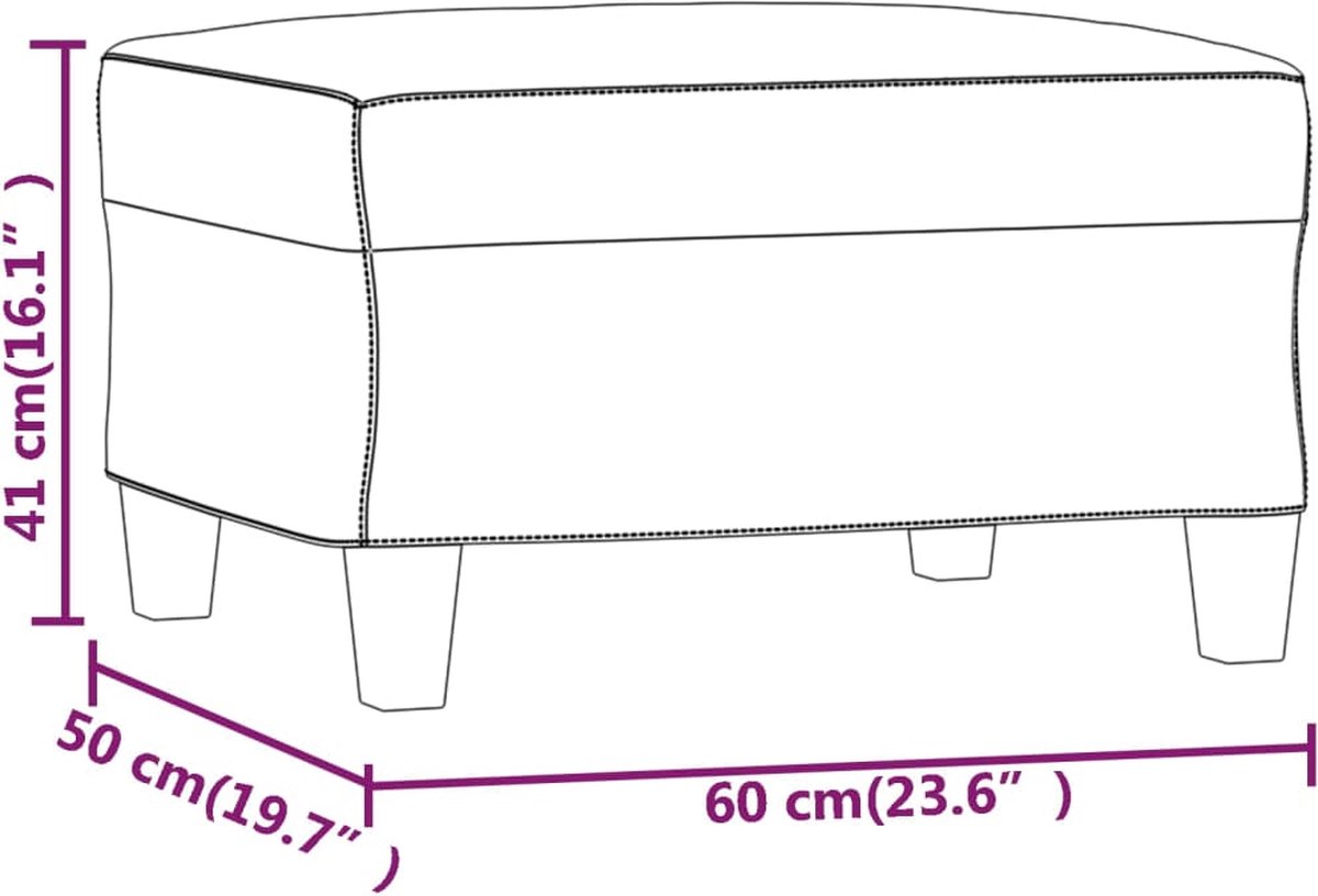 Vidaxl Voetenbank 60x50x41 Cm Kunstleer - Grijs