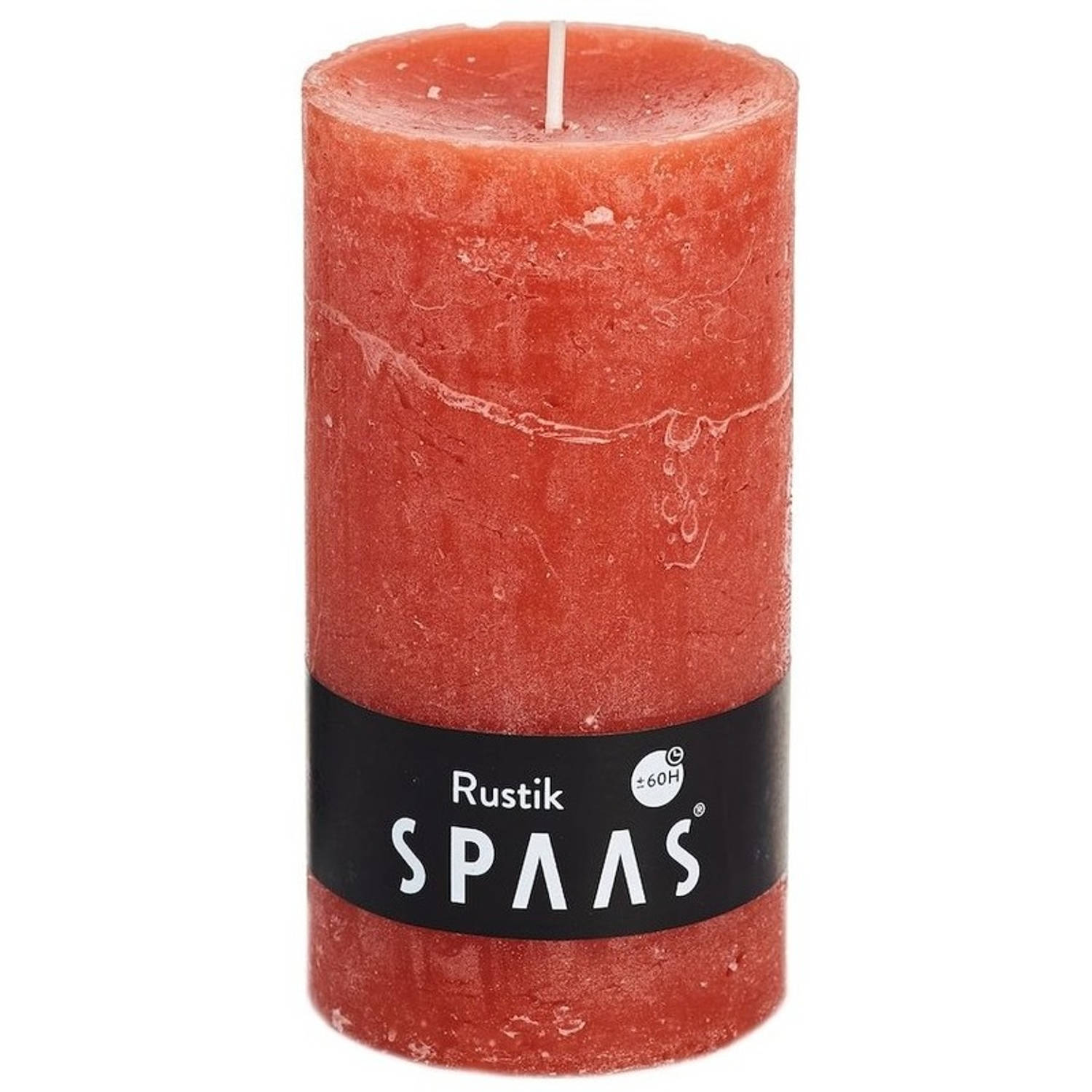 Spaas 1x Rustieke Cilinderkaars/stompkaars 7x13 Cm 60 Branduren - Stompkaarsen - Oranje