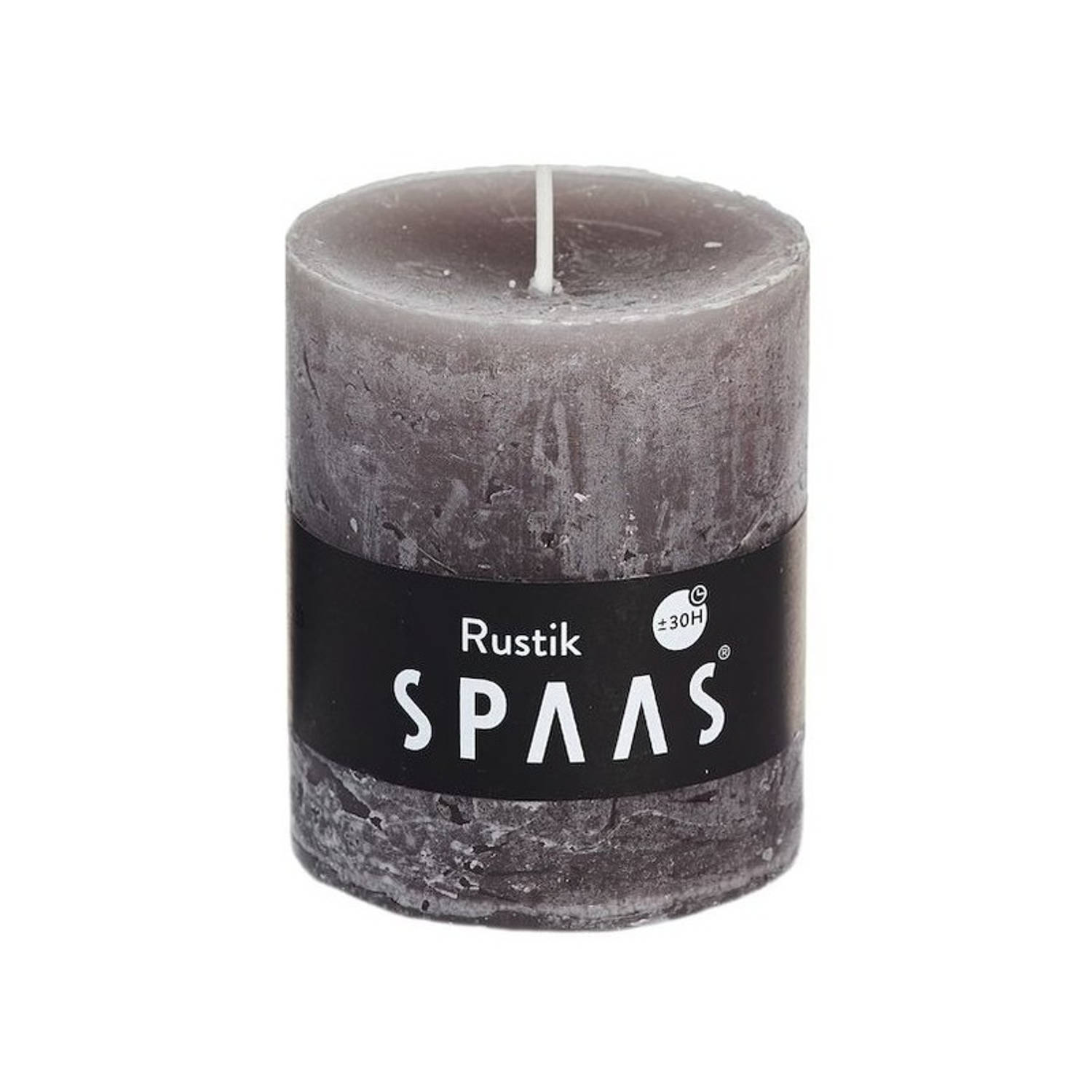 Spaas 1x Taupe Rustieke Cilinderkaars/stompkaars 7x8 Cm 30 Branduren - Stompkaarsen