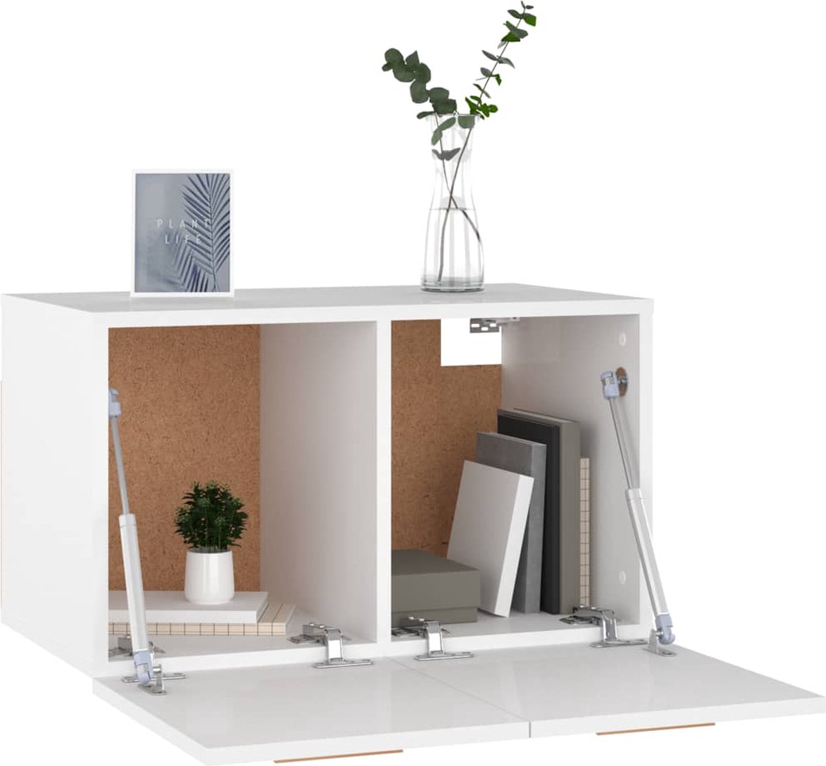 Vidaxl Wandkast 60x36,5x35 Cm Bewerkt Hout Hoogglans Wit
