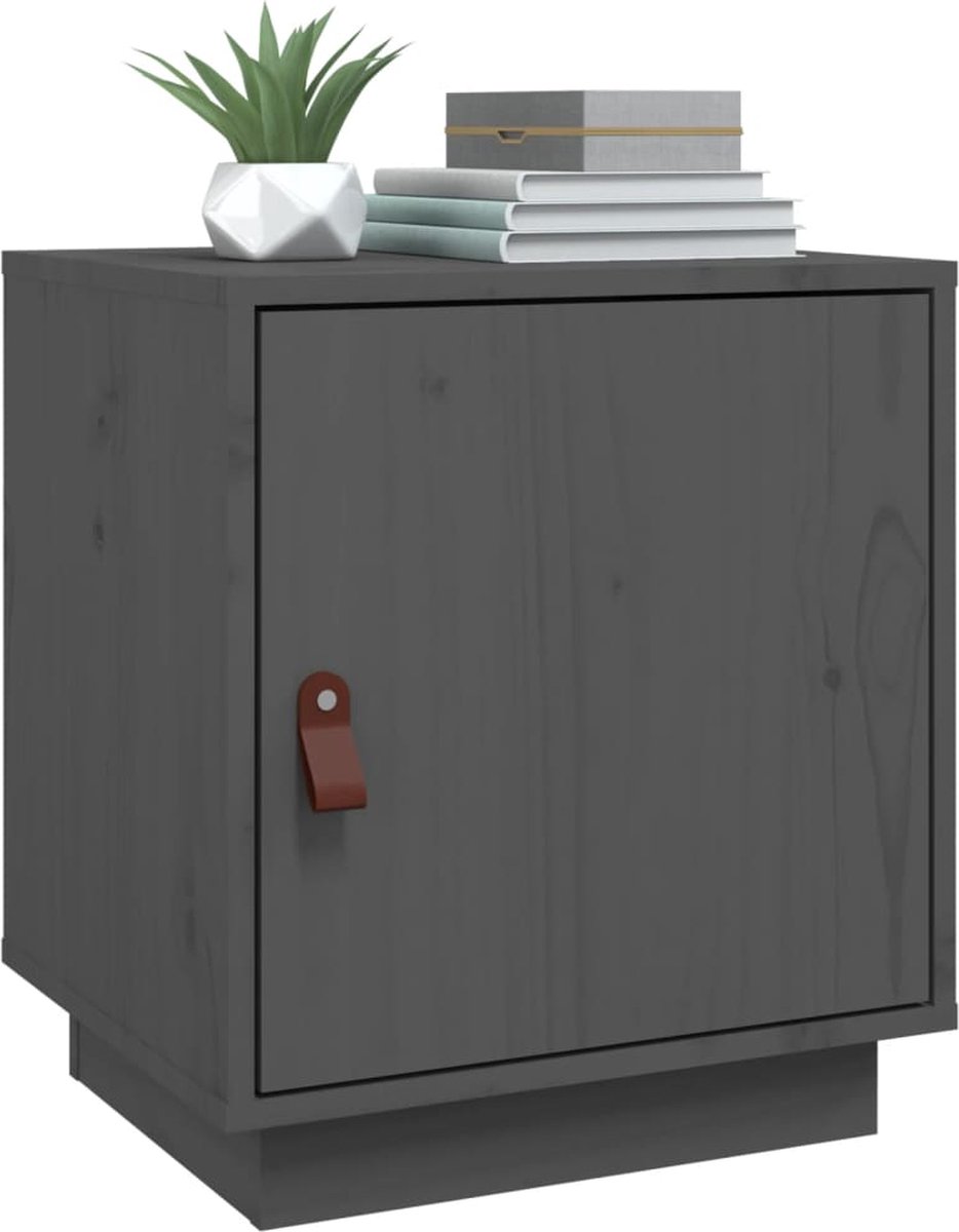 Vidaxl Nachtkastjes 2 St 40x34x45 Cm Massief Grenenhout - Grijs