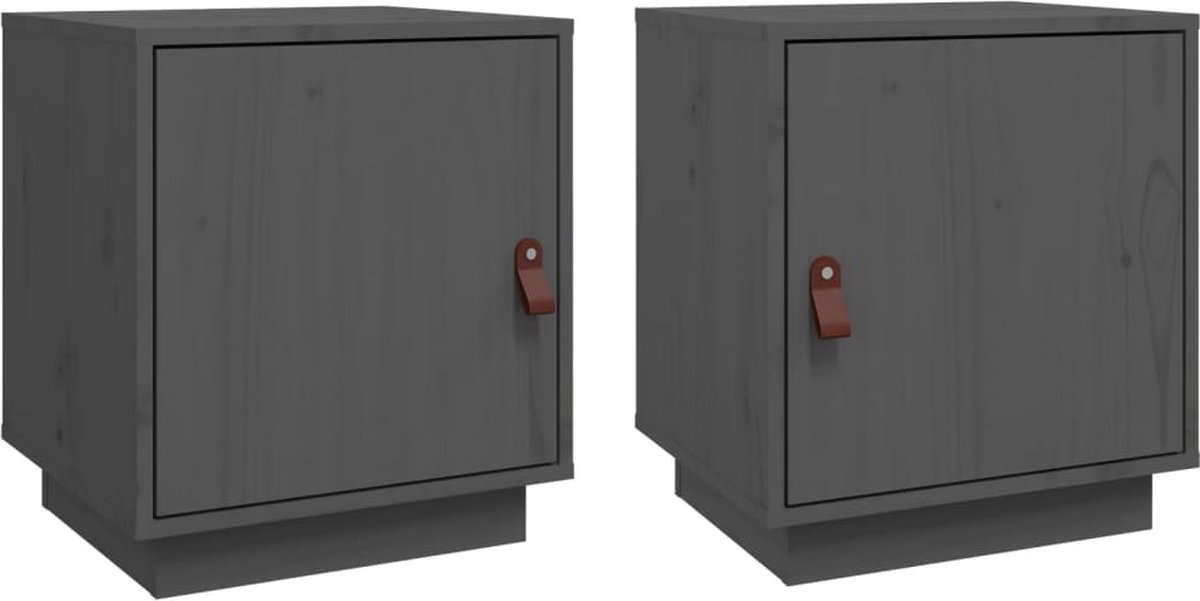 Vidaxl Nachtkastjes 2 St 40x34x45 Cm Massief Grenenhout - Grijs