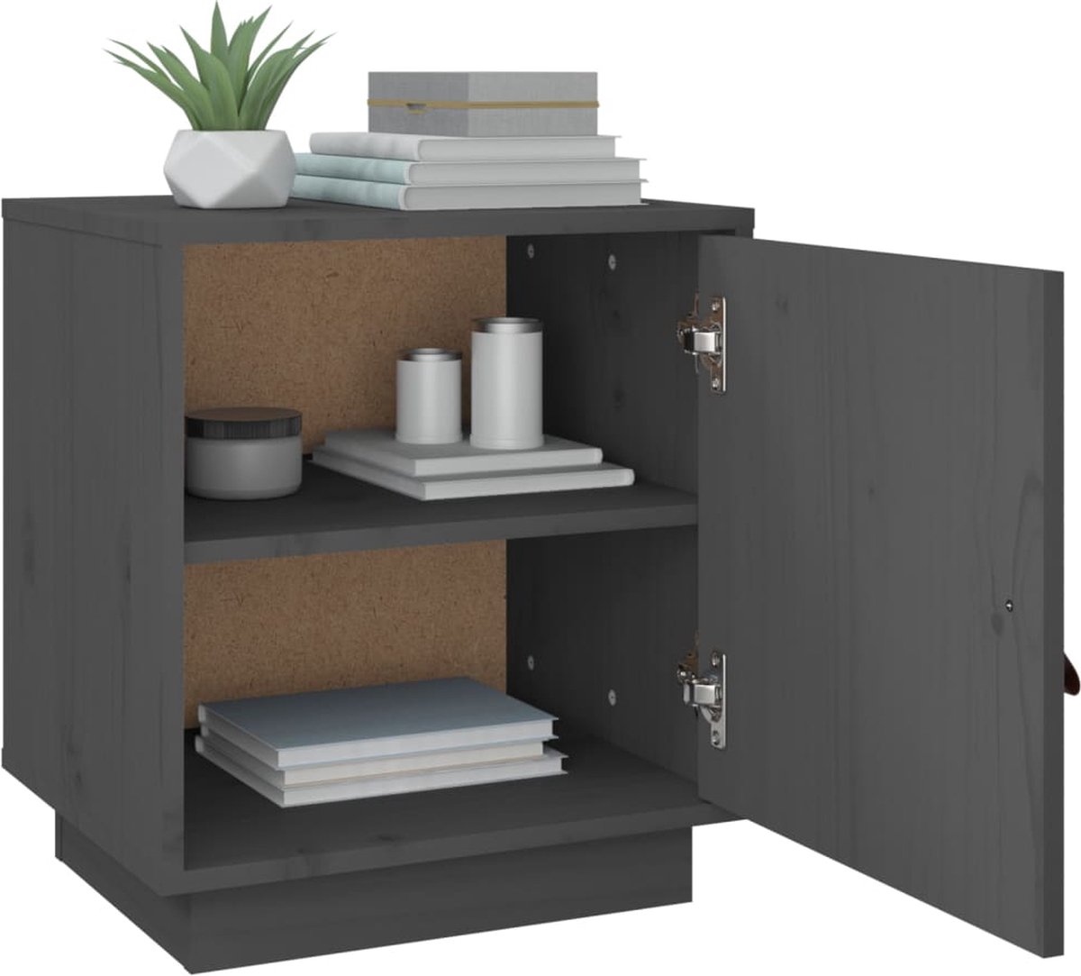 Vidaxl Nachtkastjes 2 St 40x34x45 Cm Massief Grenenhout - Grijs