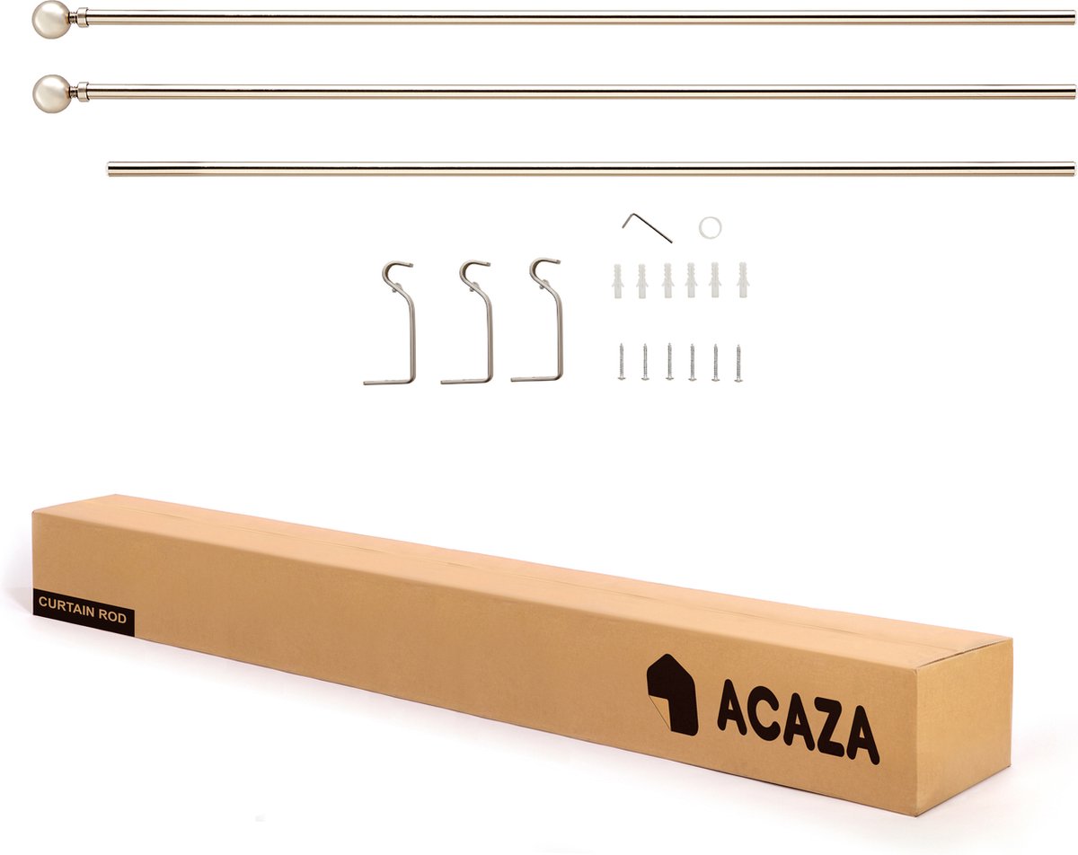 Acaza Lange Gordijnroede - Uitschuifbare Gordijn Rail - Stang Van 240-360 Cm - Zilver - Silver