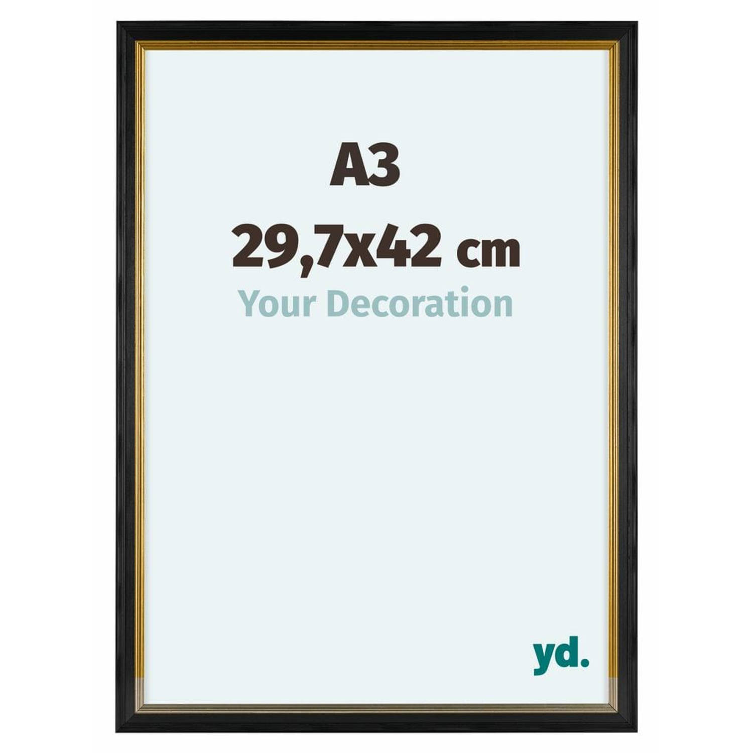 Your Decoration Lincoln Houten Fotolijst 29,7x42cm A3 Zwart Goud