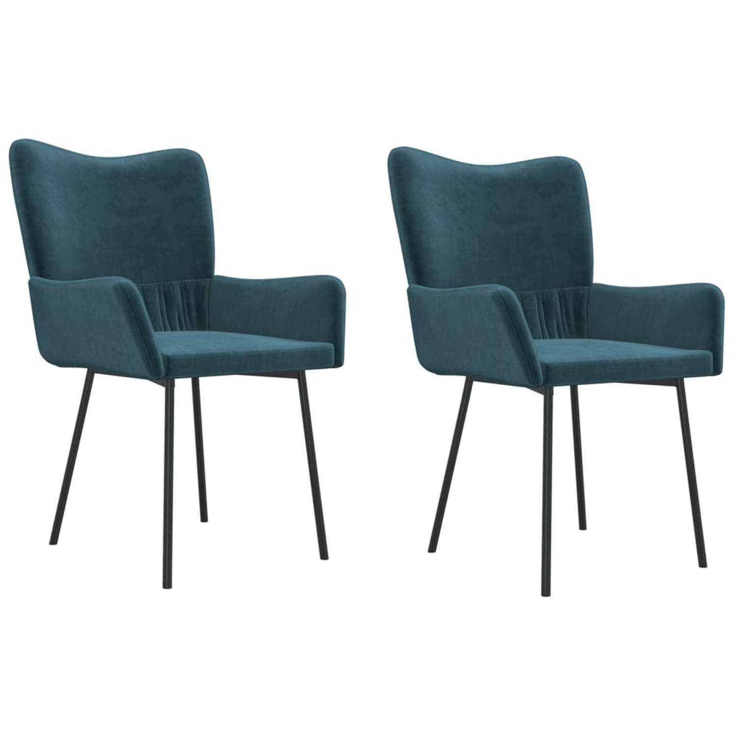 Vidaxl Eetkamerstoelen 2 St Fluweel - Blauw