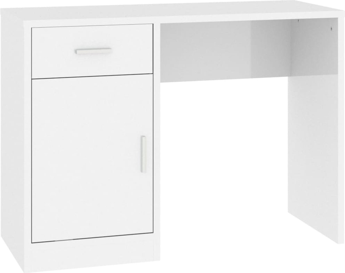 Vidaxl Bureau Met Kast En Lade 100x40x73 Cm Bewerkt Hout Hoogglans Wit