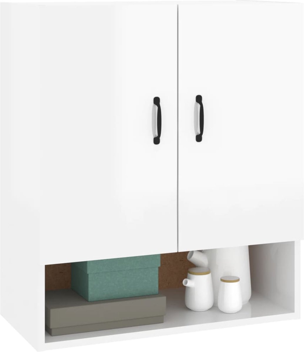 Vidaxl Wandkast 60x31x70 Cm Bewerkt Hout Hoogglans Wit