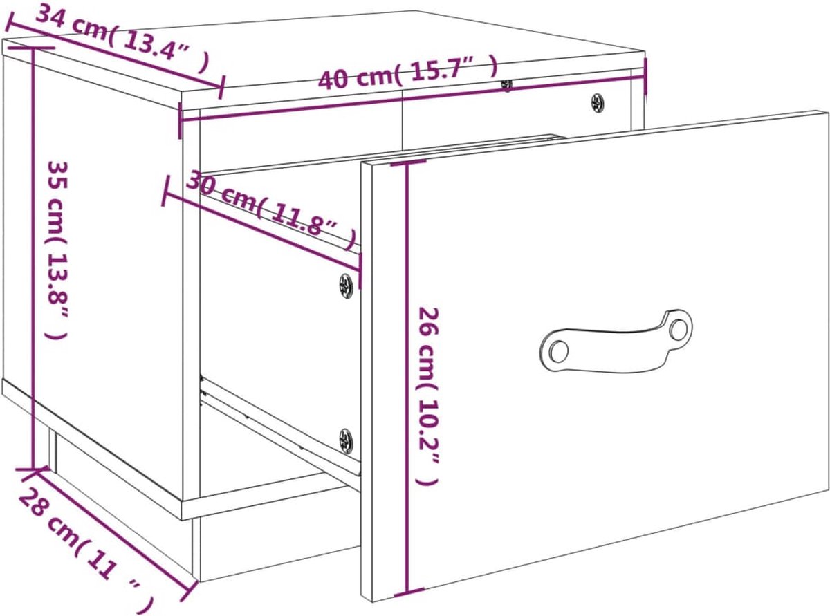 Vidaxl Nachtkastjes 2 St 40x34x35 Cm Massief Grenenhout Wit