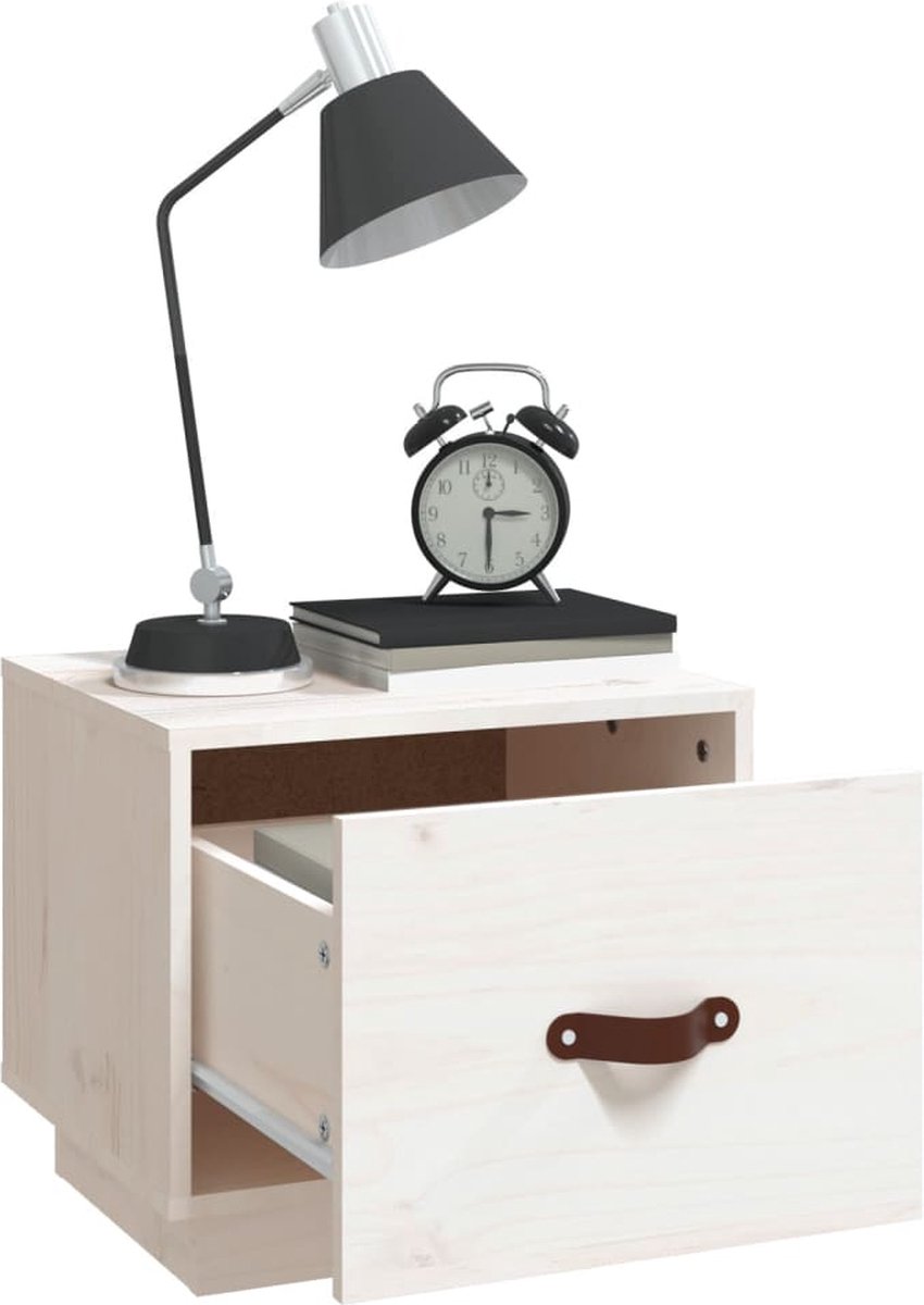Vidaxl Nachtkastjes 2 St 40x34x35 Cm Massief Grenenhout Wit