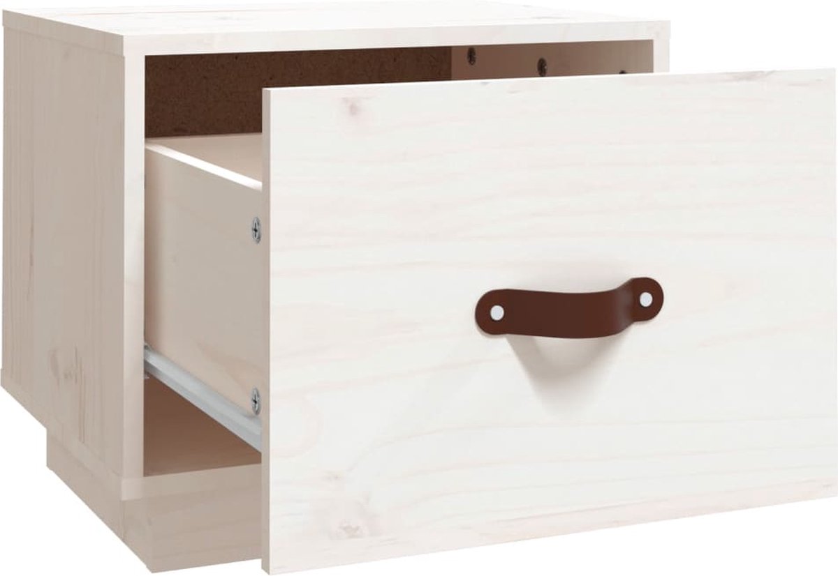 Vidaxl Nachtkastjes 2 St 40x34x35 Cm Massief Grenenhout Wit