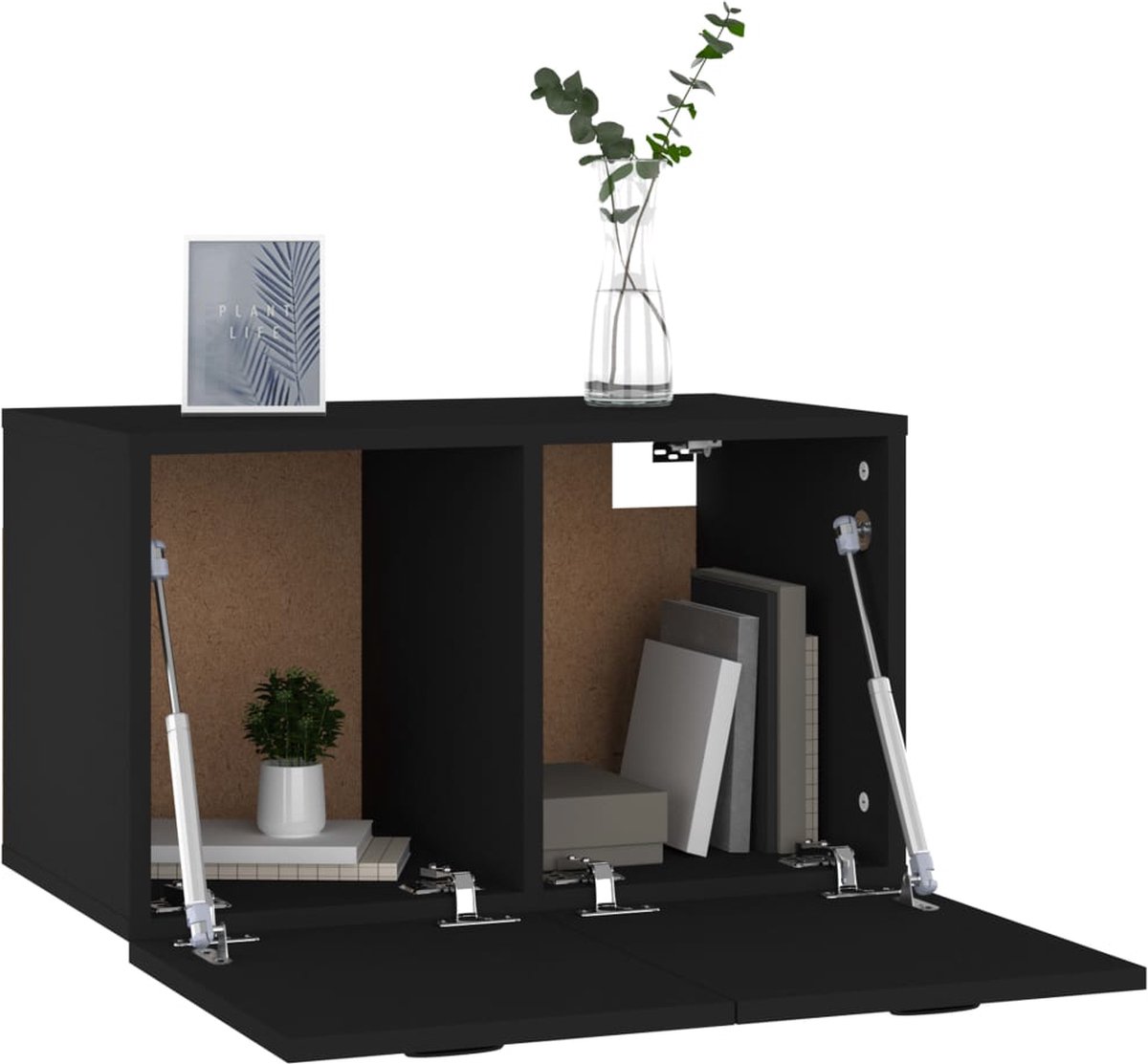 Vidaxl Wandkast 60x36,5x35 Cm Bewerkt Hout - Zwart