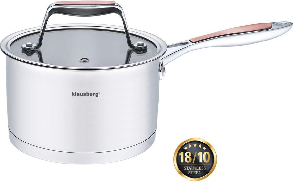 Klausberg 7224 - Steelpan 16 Cm - Met Deksel - 1.8 Liter