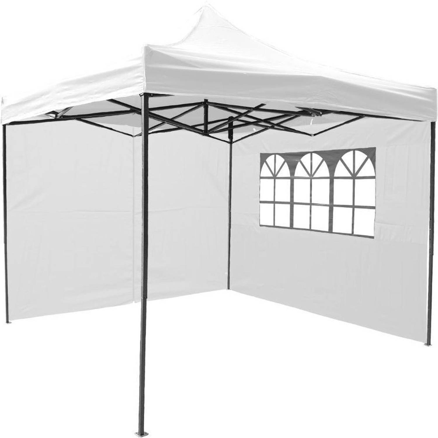 Garden Royal Easy Up Partytent 3x3 Met 2 Zijwanden Wit Waterdicht