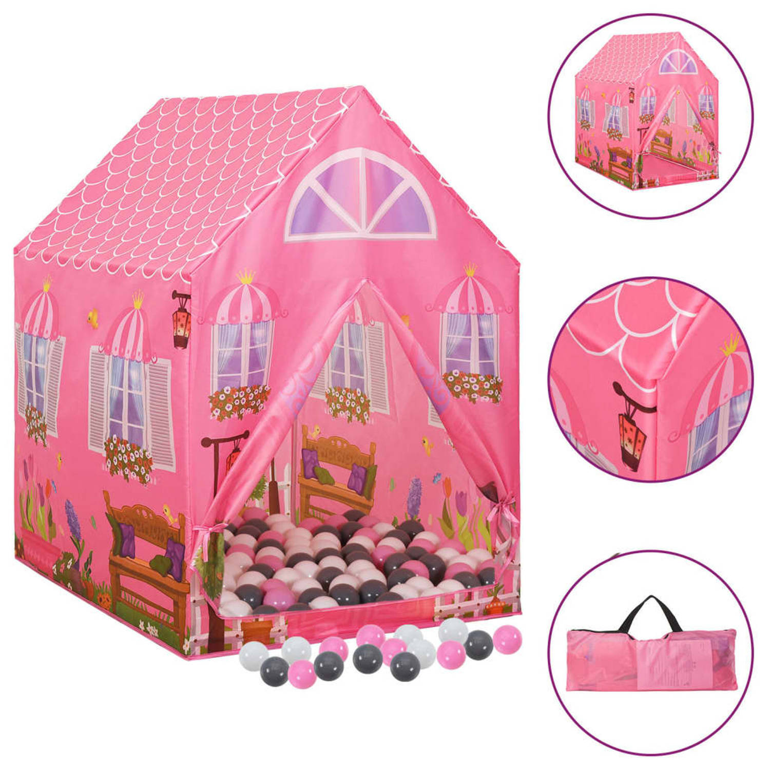 Vidaxl Kinderspeeltent Met 250 Ballen 69x94x104 Cm - Roze