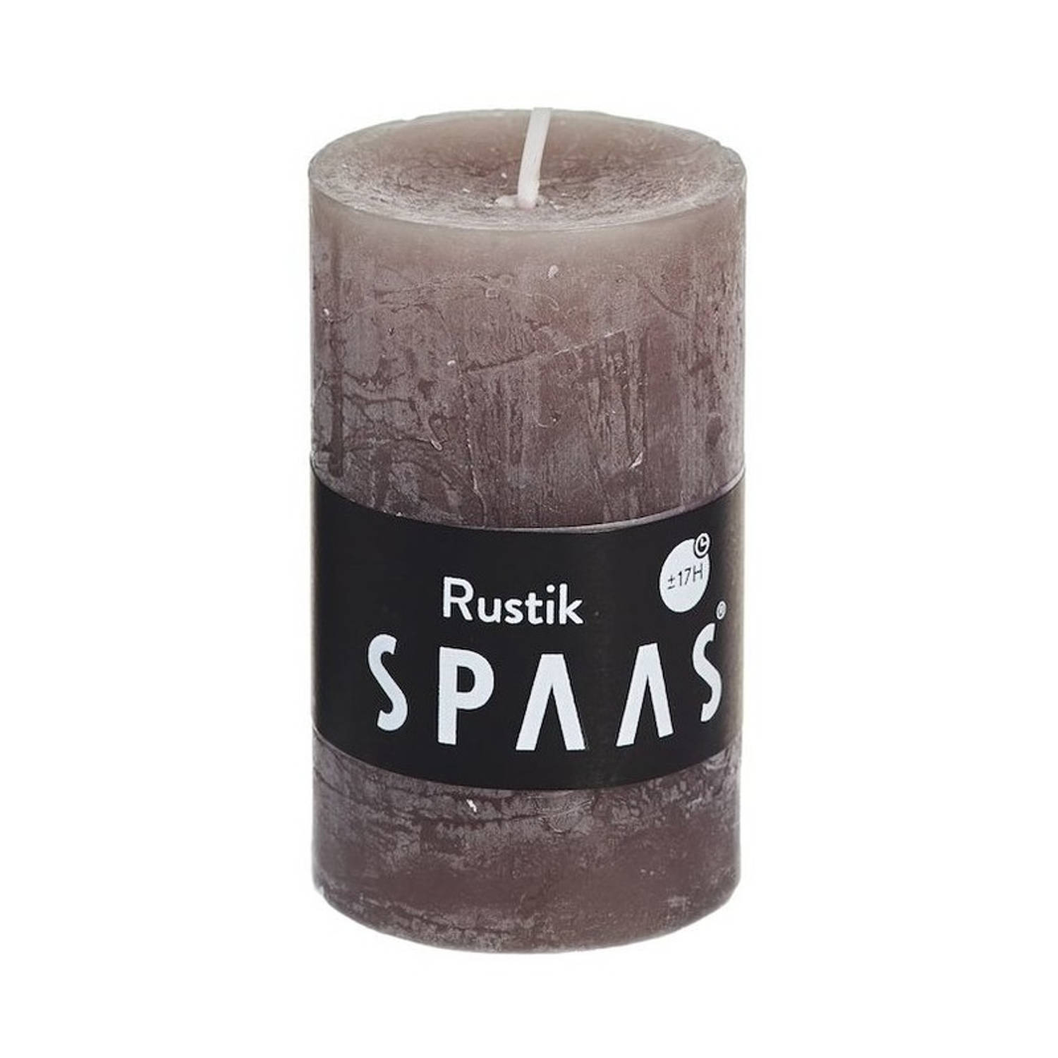 Spaas 1x Taupe Rustieke Cilinderkaars/stompkaars 5x8 Cm 17 Branduren - Stompkaarsen