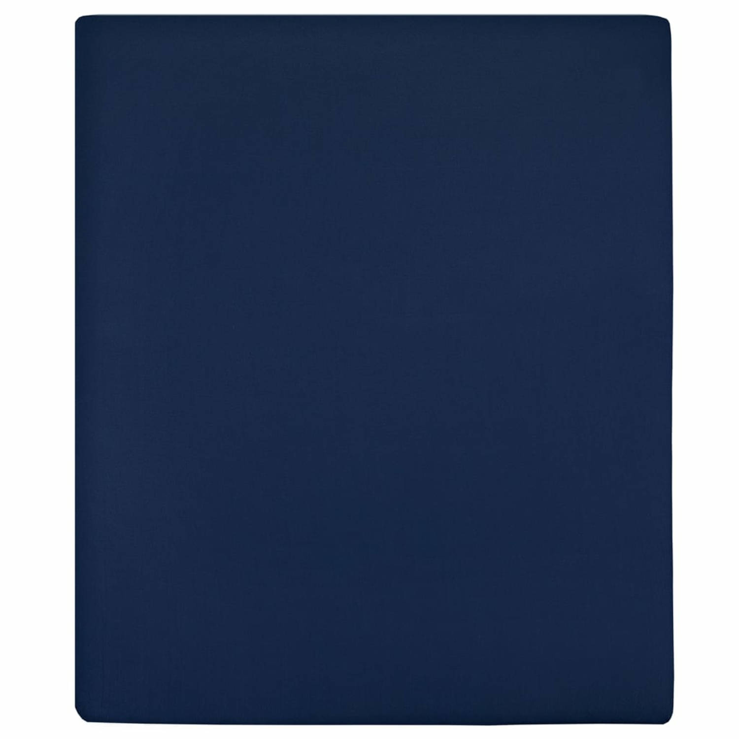 Vidaxl Hoeslaken Jersey 180x200 Cm Katoen Marine - Blauw