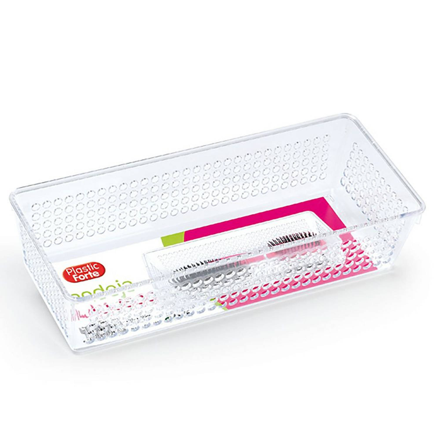 Forte Plastics Opberg Bakje/mandje/organizer - 26 X 11 Cm - Transparant - Opbergbox