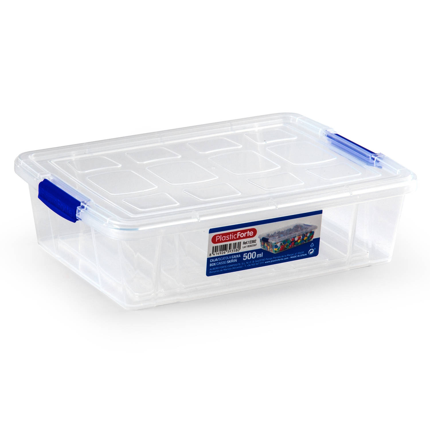 Forte Plastics Opbergbox Met Deksel - 500 Ml - Transparant - Kunststof - Opbergbox