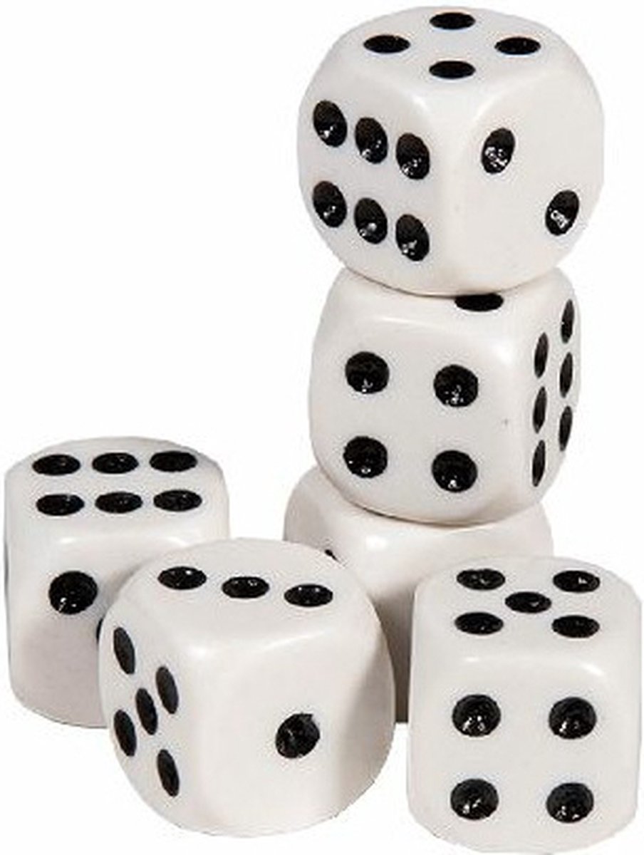Longfield Games Speelgoed Spellen Dobbelstenen Wit 12x Stuks - Dobbelspellen