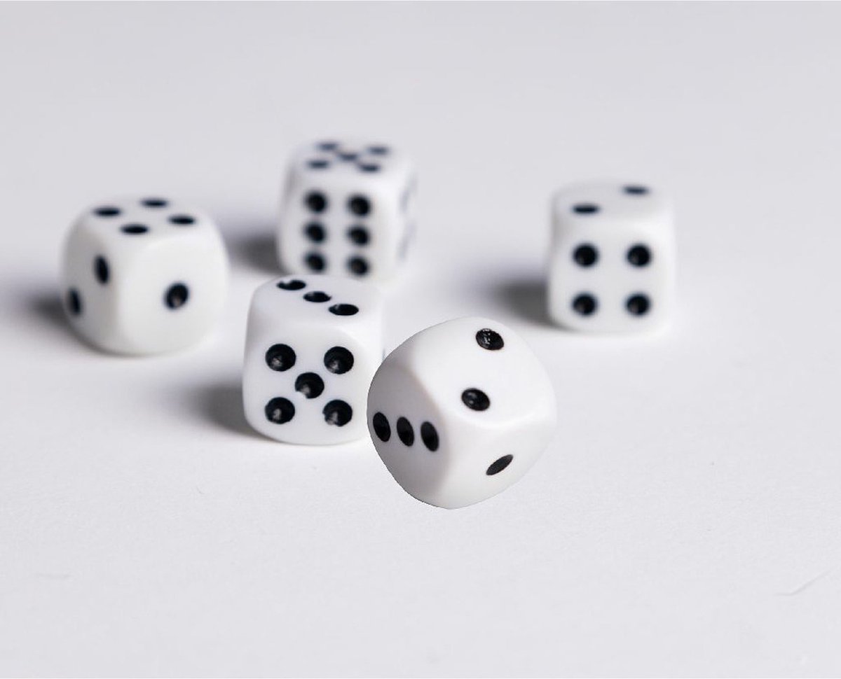 Longfield Games Speelgoed Spellen Dobbelstenen Wit 12x Stuks - Dobbelspellen