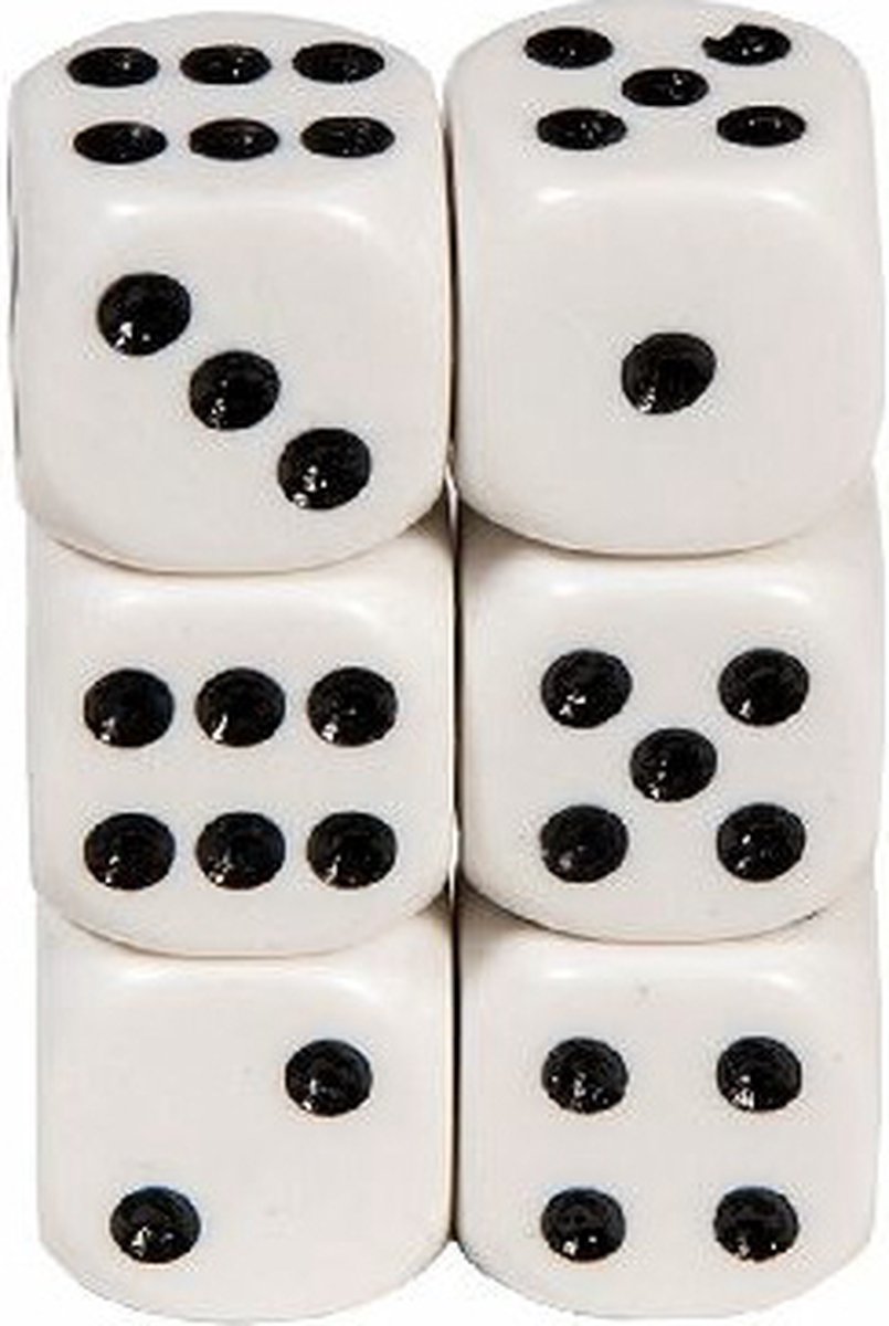 Longfield Games Speelgoed Spellen Dobbelstenen Wit 12x Stuks - Dobbelspellen