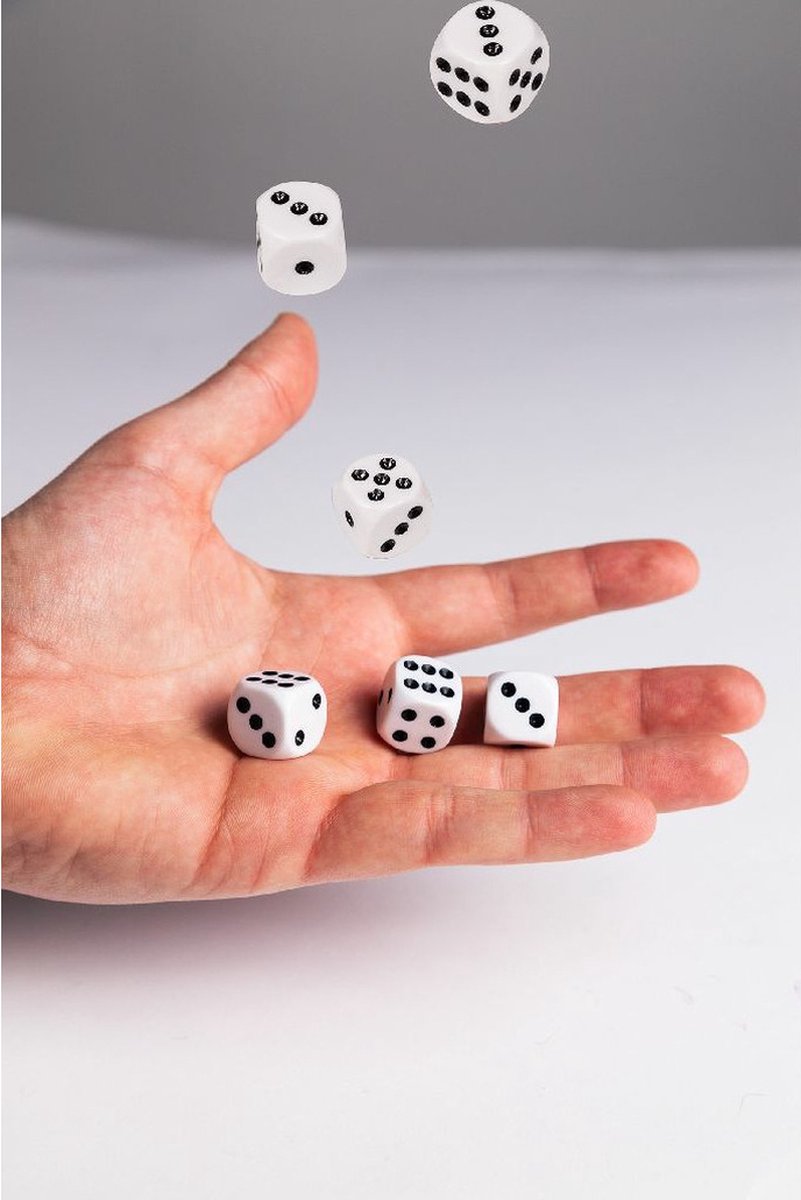 Longfield Games Speelgoed Spellen Dobbelstenen Wit 12x Stuks - Dobbelspellen