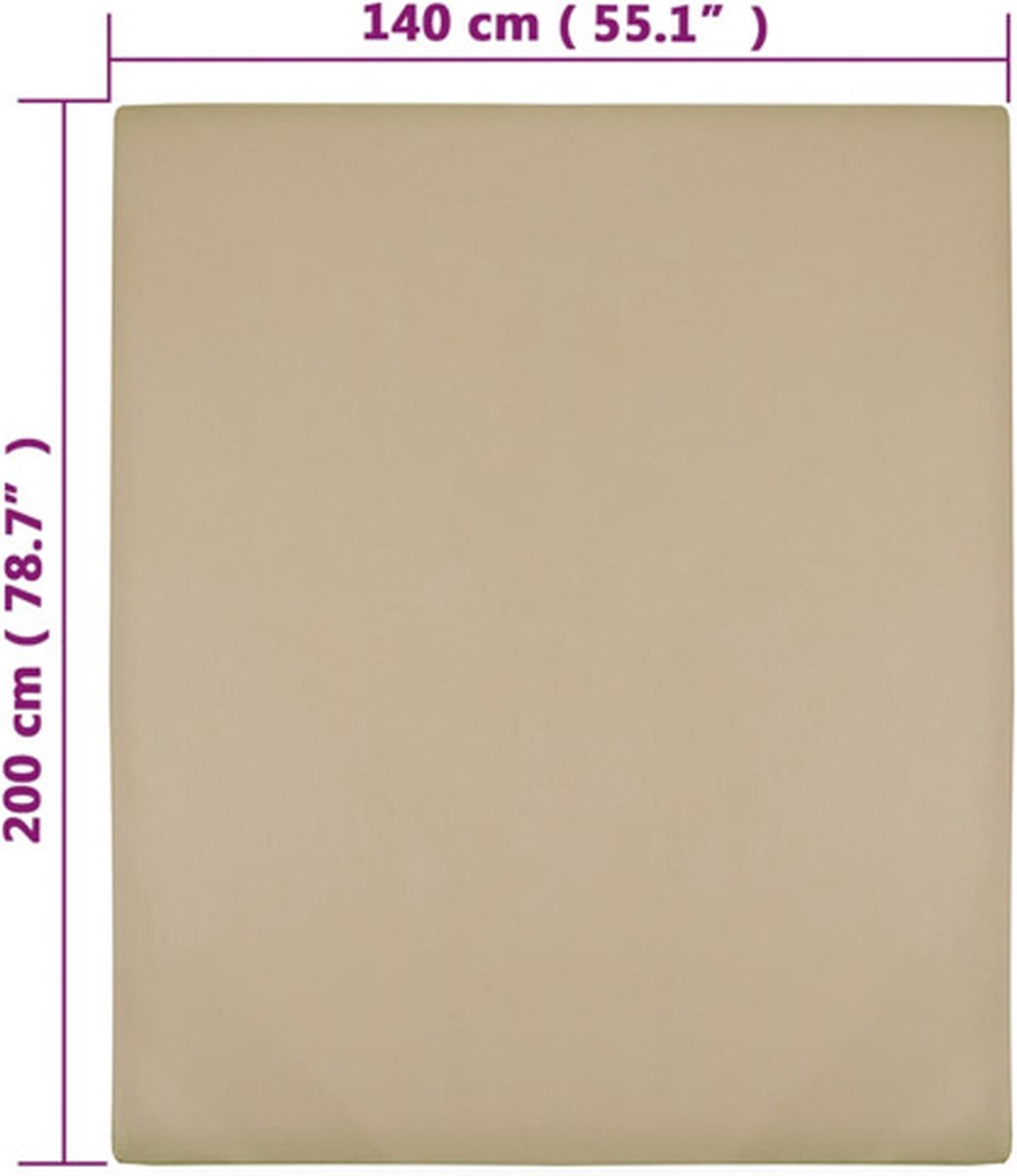 Vidaxl Hoeslaken Jersey 140x200 Cm Katoen Taupe - Grijs