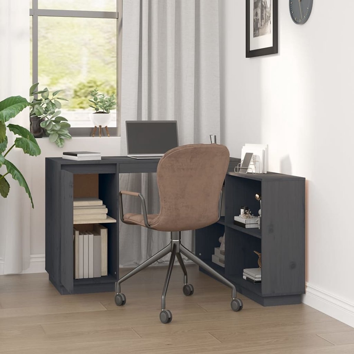 Vidaxl Bureau 110x50x75 Cm Massief Grenenhout - Grijs