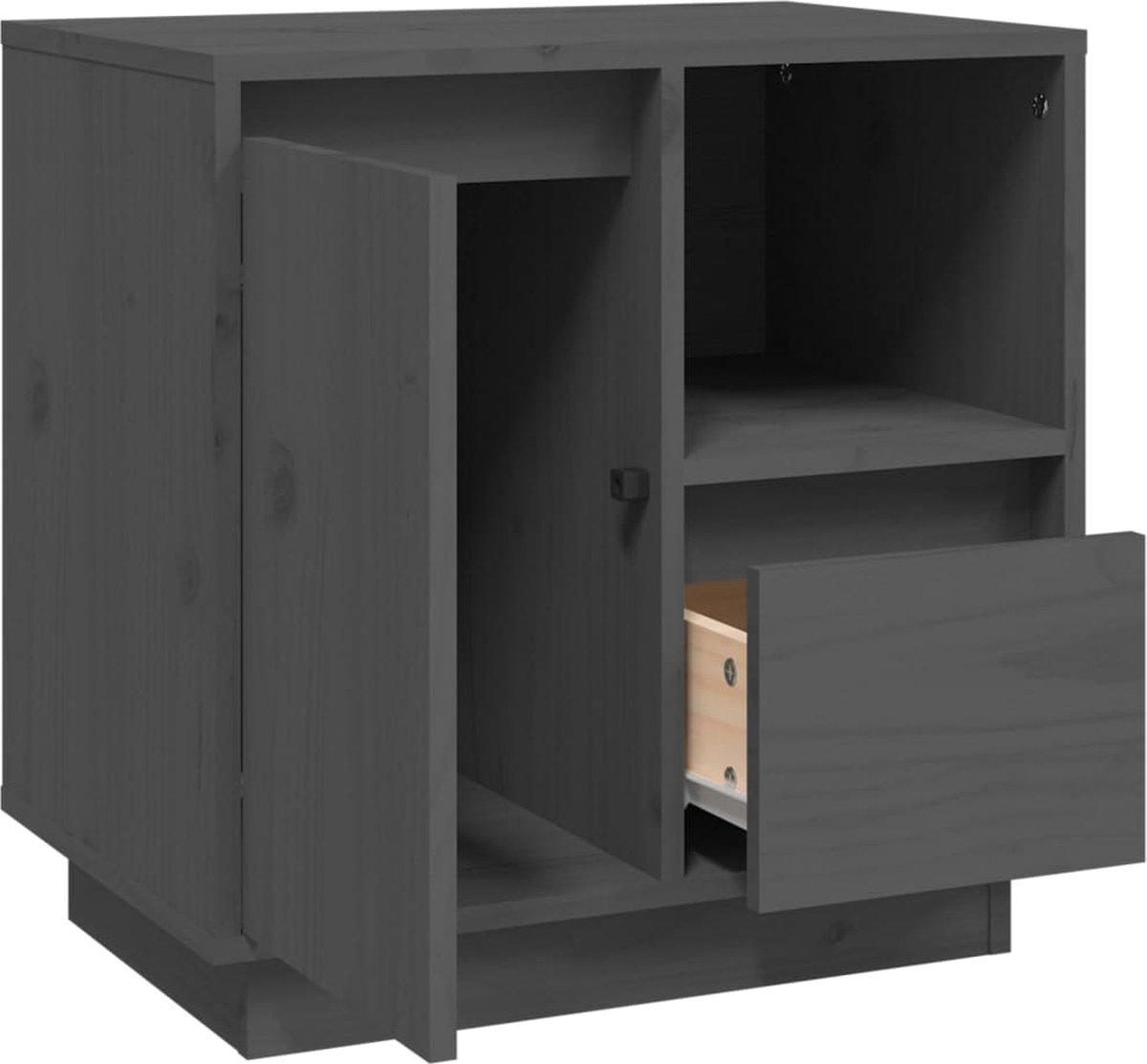 Vidaxl Nachtkastje 50x34x50 Cm Massief Grenenhout - Grijs