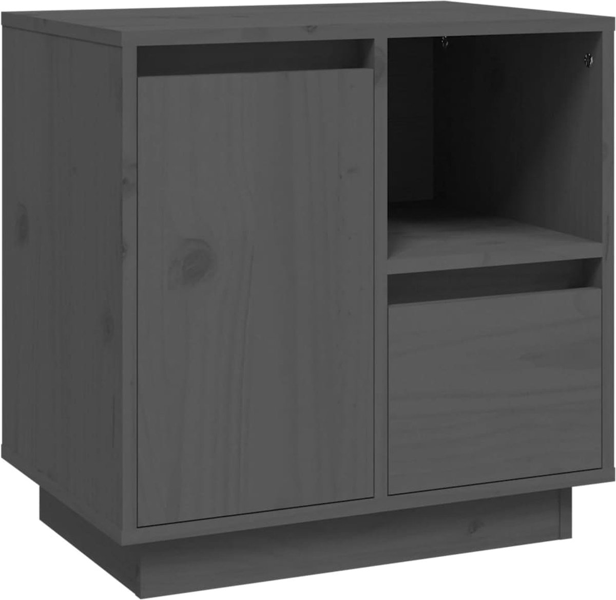 Vidaxl Nachtkastje 50x34x50 Cm Massief Grenenhout - Grijs