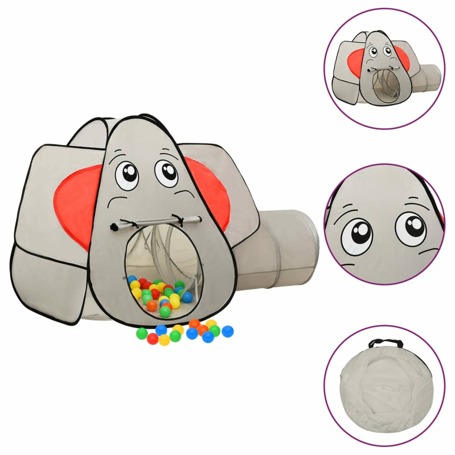 Vidaxl Kinderspeeltent Met 250 Ballen Olifant 174x86x101 Cm - Gris