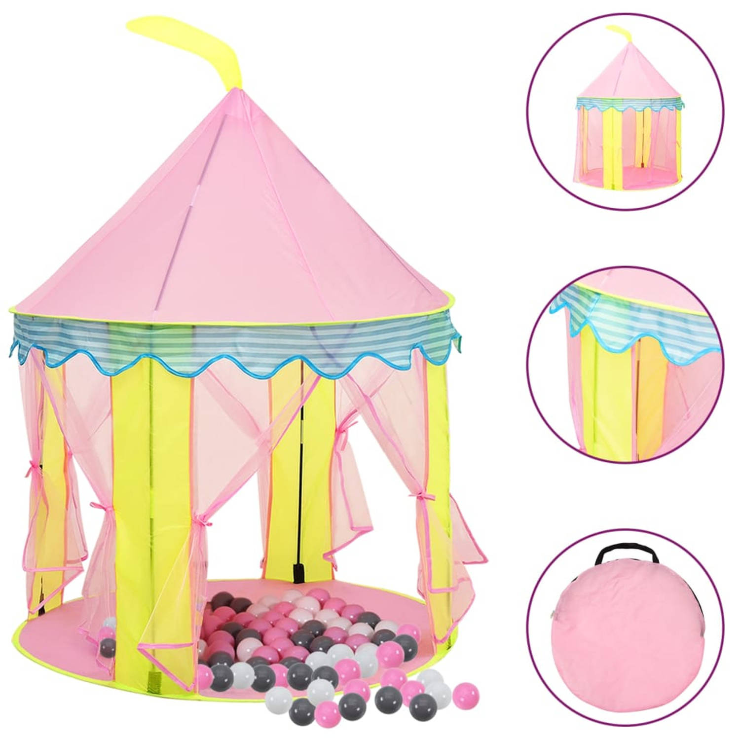 Vidaxl Kinderspeeltent Met 250 Ballen 100x100x127 Cm - Roze