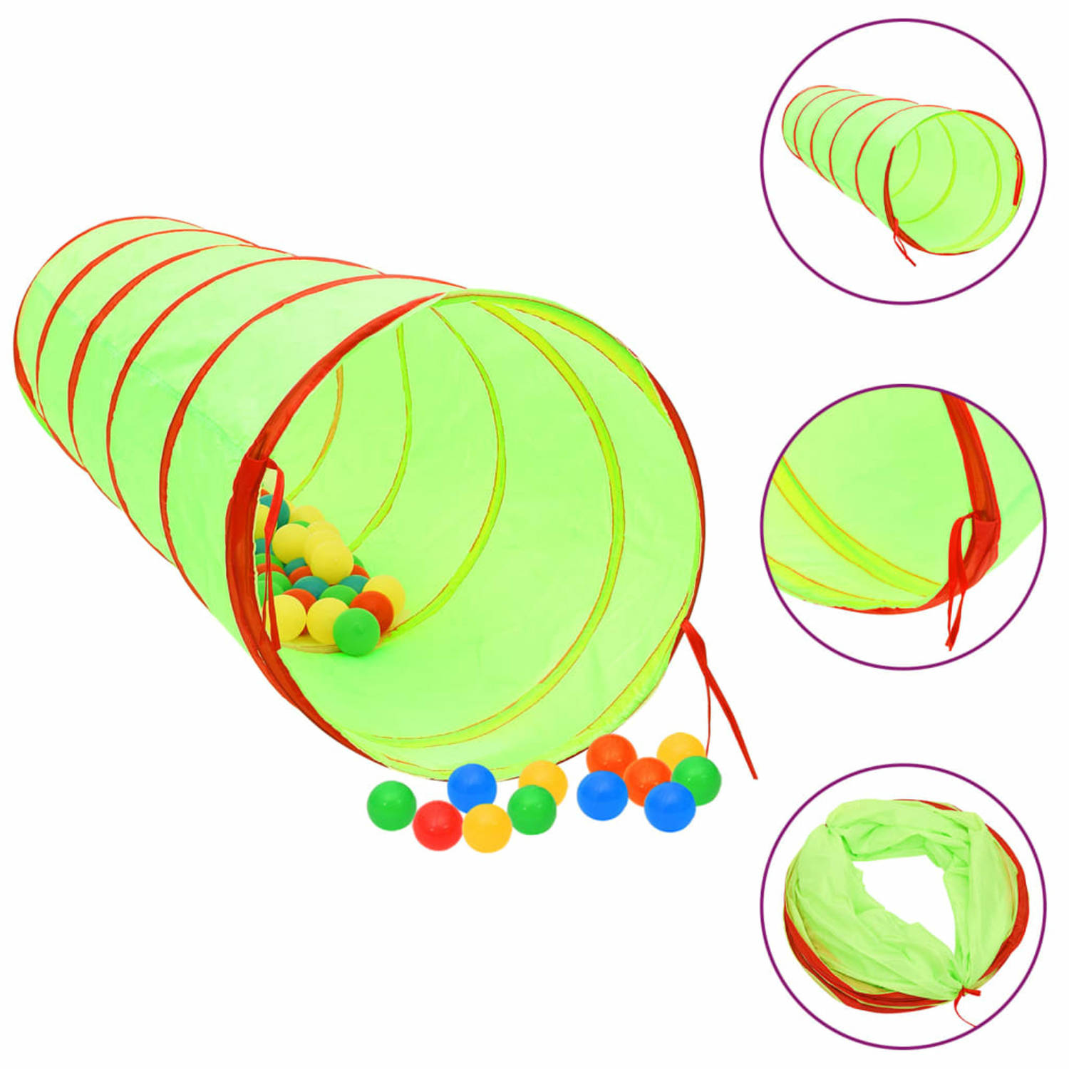 Vidaxl Kinderspeeltunnel Met 250 Ballen 175 Cm Polyester - Groen