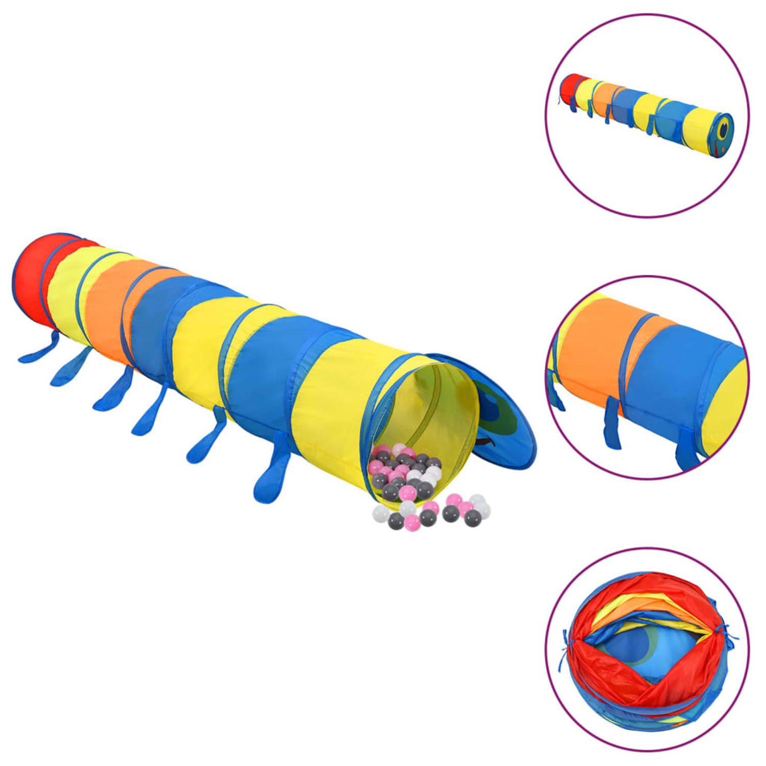 Vidaxl Kinderspeeltunnel Met 250 Ballen 245 Cm Polyester Meerkleurig