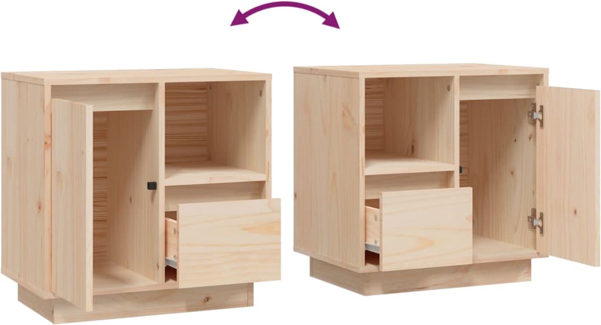 Vidaxl Nachtkastjes 2 St 50x34x50 Cm Massief Grenenhout - Bruin