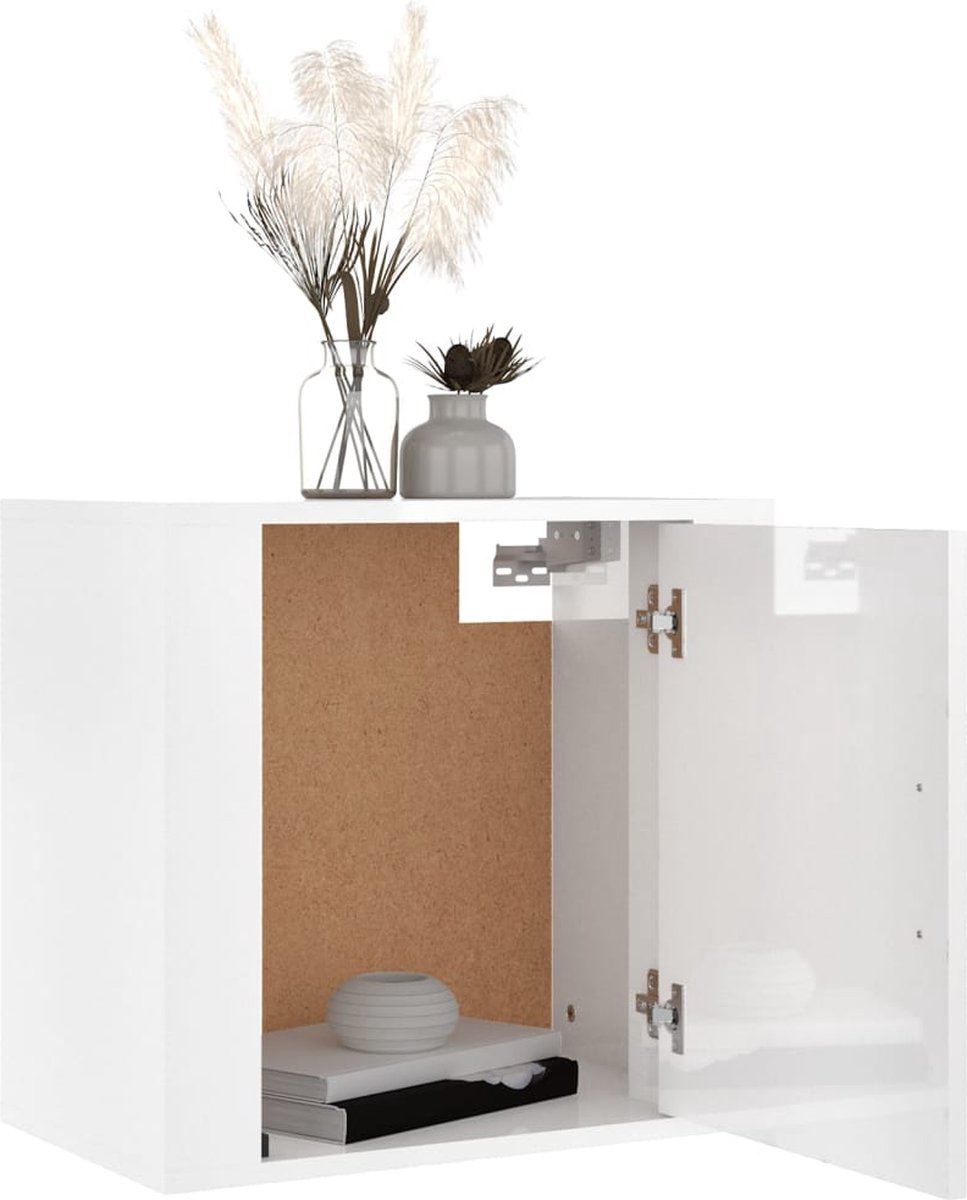 Vidaxl Nachtkastje Wandgemonteerd 50x30x47 Cm Hoogglans Wit