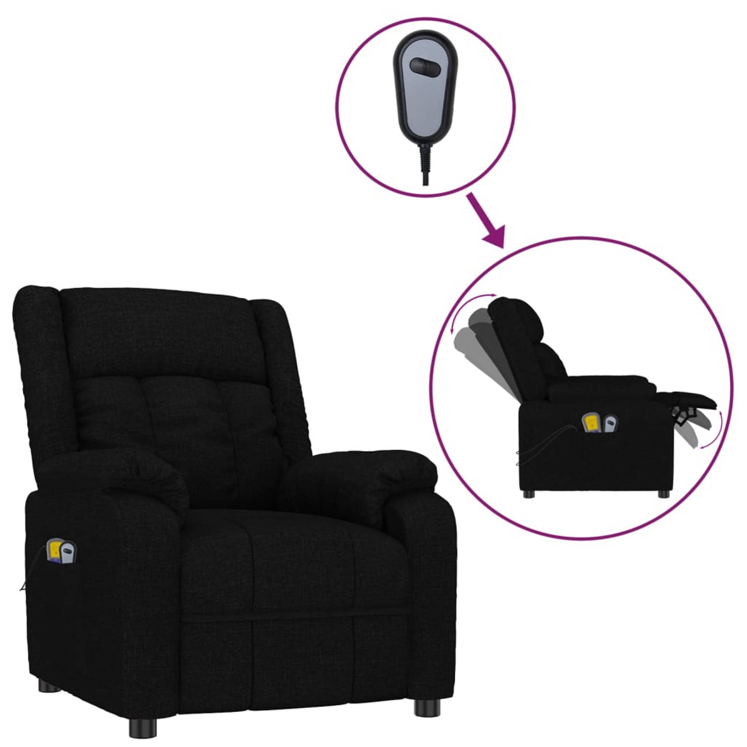 Vidaxl Massagestoel Elektrisch Stof - Zwart