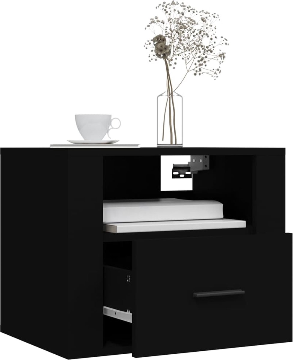Vidaxl Nachtkastjes 2 St Wandgemonteerd 50x36x40 Cm - Zwart