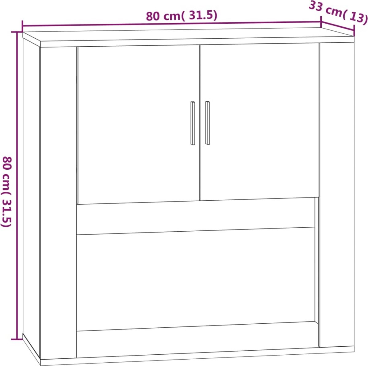 Vidaxl Wandkast 80x33x80 Cm Bewerkt Hout Wit