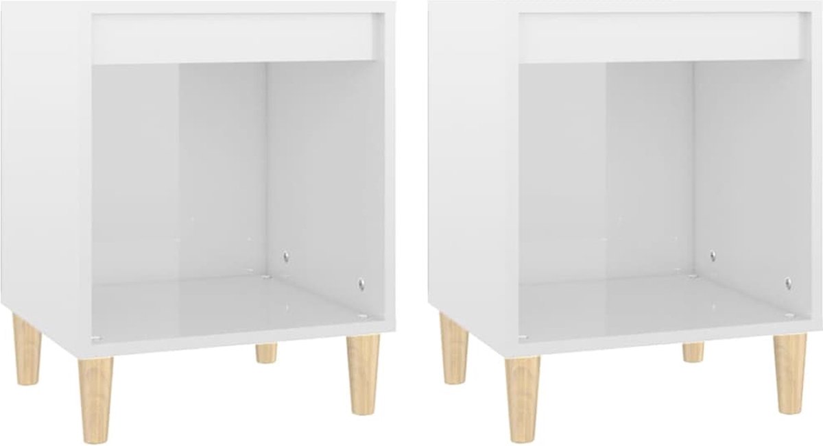 Vidaxl Nachtkastjes 2 St 40x35x50 Cm Hoogglans Wit