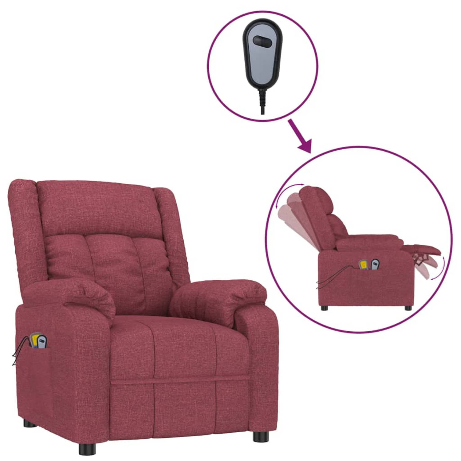 Vidaxl Massagestoel Elektrisch Stof Wijn - Rood