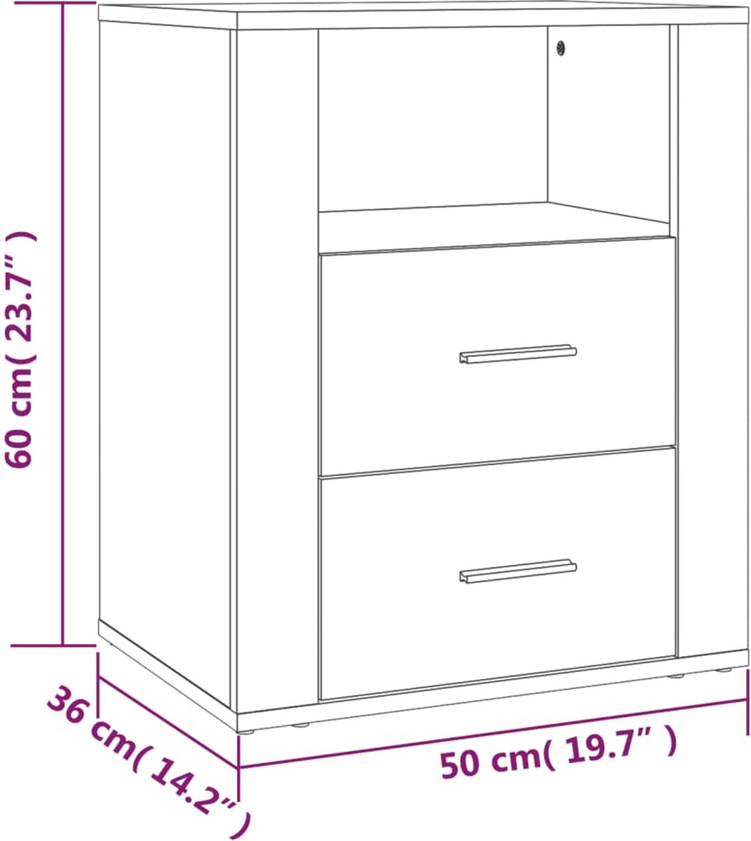 Vidaxl Nachtkastje 50x36x60 Cm Bewerkt Hout - Zwart