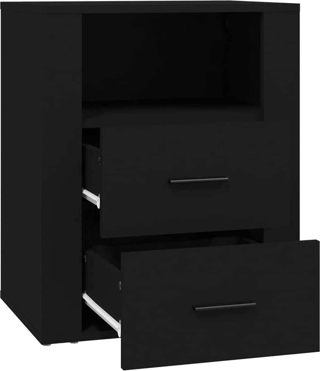 Vidaxl Nachtkastje 50x36x60 Cm Bewerkt Hout - Zwart