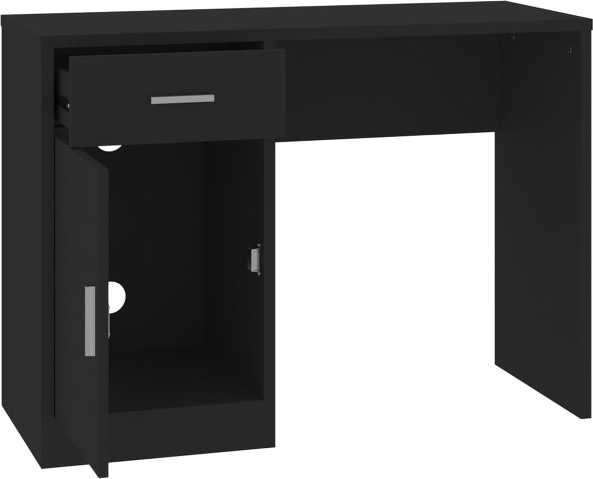 Vidaxl Bureau Met Kast En Lade 100x40x73 Cm Bewerkt Hout - Zwart