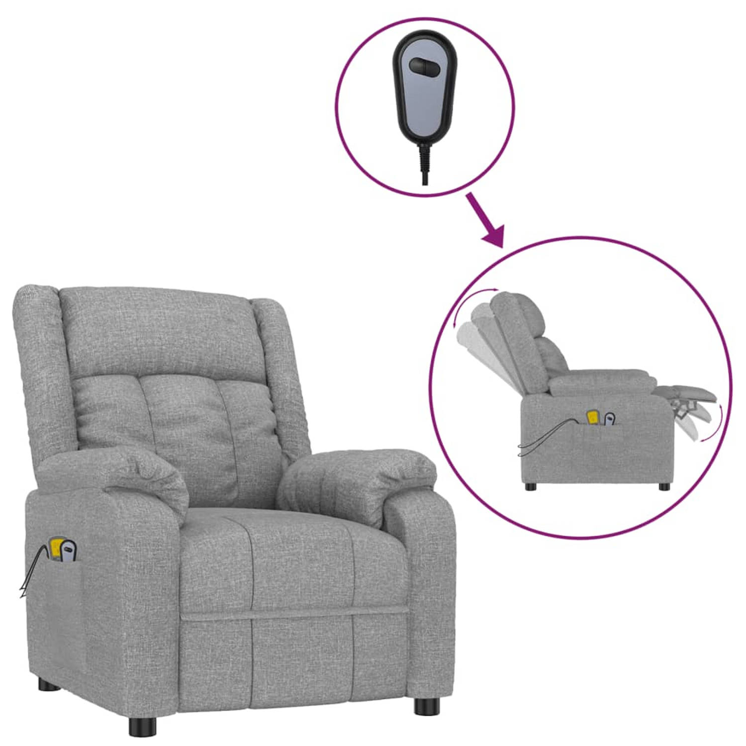 Vidaxl Massagestoel Elektrisch Stof Licht - Grijs