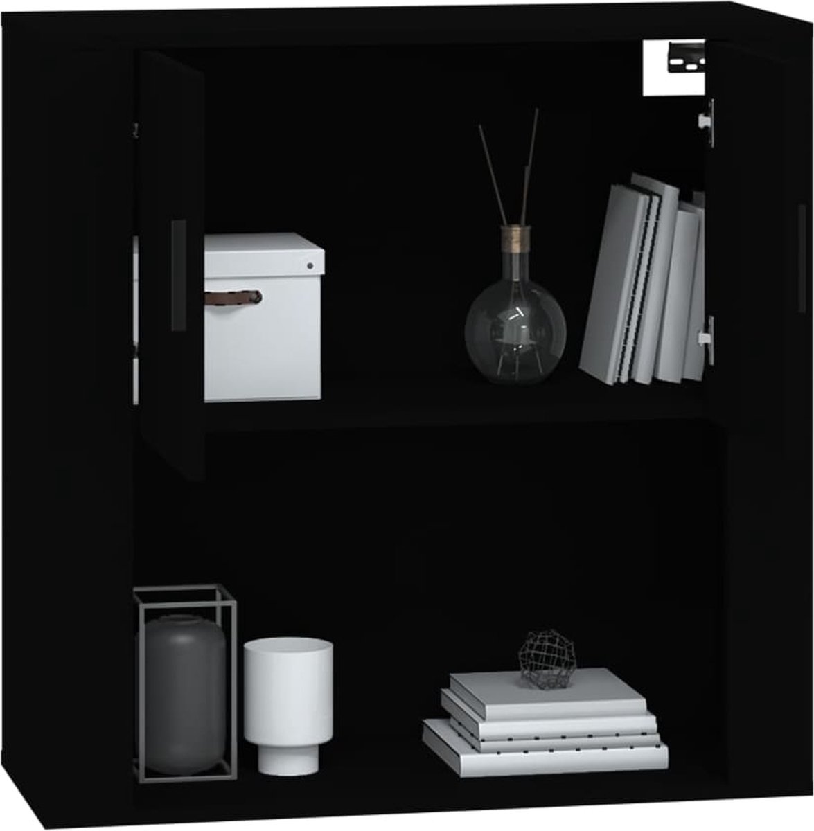 Vidaxl Wandkast 80x33x80 Cm Bewerkt Hout - Zwart