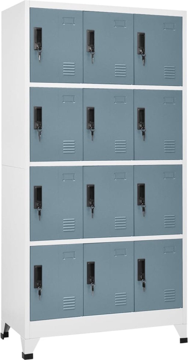 Vidaxl Lockerkast 90x45x180 Cm Staal Licht En Donker - Gris