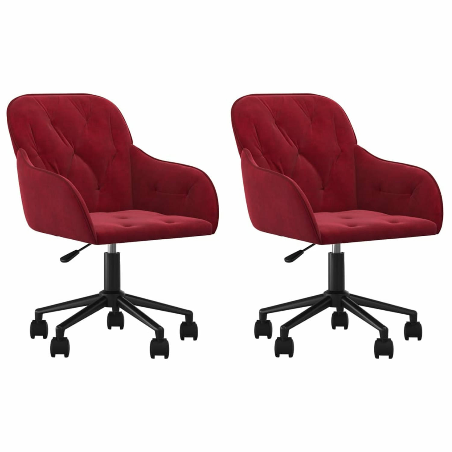 Vidaxl Eetkamerstoelen Draaibaar 2 St Fluweel Wijn - Rood