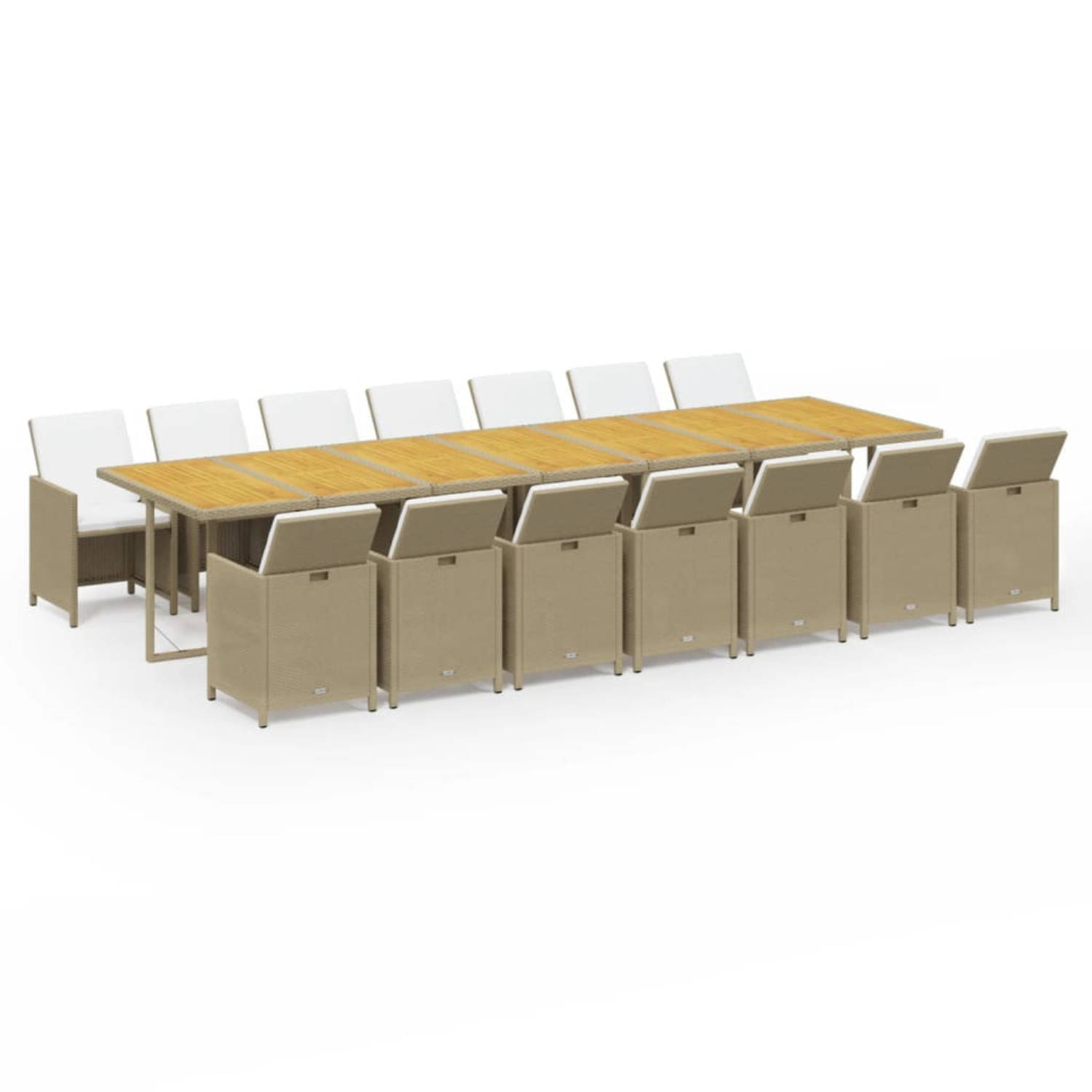 Vidaxl 15-delige Tuinset Met Kussens Poly Rattan - Beige